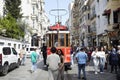 Istanbul, Turkey - April 12, 2024: Tram on Istiklal street Royalty Free Stock Photo