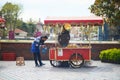 ISTANBUL, TURKEY - APRIL 25, 2023: Vendor selling grilled corn on a street of Istnabul, Turkey Royalty Free Stock Photo