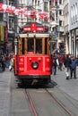 Istanbul famous touristic line. Red tram Taksim-Tunel.