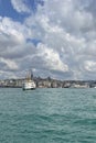 .citylines ferry and istanbul view from the Eminonu pier of Istanbul Royalty Free Stock Photo