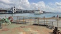 .citylines ferry and istanbul view from the Eminonu pier of Istanbul Royalty Free Stock Photo