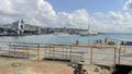 .citylines ferry and istanbul view from the Eminonu pier of Istanbul Royalty Free Stock Photo