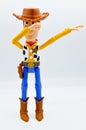 Istanbul Turkey August 04 2019: Disney Infinity characters from the movie Toy Story Woody`s shot out for a moment in my studio.
