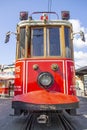 ISTANBUL, TURKEY - August, 05, 2019 - Istanbul nostalgic tramway, linking Taksim and Tunel via Istiklal Street. Royalty Free Stock Photo