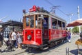 ISTANBUL, TURKEY - August, 05, 2019 - Istanbul nostalgic tramway, linking Taksim and Tunel via Istiklal Street. Royalty Free Stock Photo