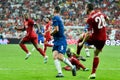 Istanbul, Turkey - August 14, 2019: Jorginho and Sadio Mane during the UEFA Super Cup Finals match between Liverpool and Chelsea