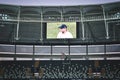 Istanbul, Turkey - August 14, 2019: Jurgen Klopp on the stadium scoreboard before the UEFA Super Cup Finals match between