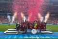 Liverpool FC celebrating in the UEFA Super Cup