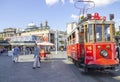 ISTANBUL, TURKEY - August, 05, 2019 - Istanbul nostalgic tramway, linking Taksim and Tunel via Istiklal Street. Royalty Free Stock Photo