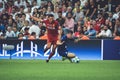 Istanbul, Turkey - August 14, 2019: Trent Alexander-Arnold and Mason Mount during the UEFA Super Cup Finals match between