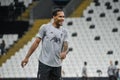 Virgil van Dijk a defender of Liverpool FC on the field in the pre-match training before the