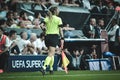 Istanbul, Turkey - August 14, 2019: Woman Line Arbitrator during the UEFA Super Cup Finals match between Liverpool and Chelsea at