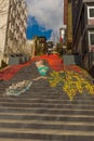 ISTANBUL, TURKEY: Beautiful staircase on the street in Istanbul with a painted woman