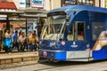 Istanbul, Turkey, 05/23/2019: Bus on a busy city street. Close-up