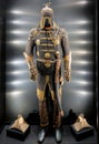 Ancient Turkish metal and leather armor close view