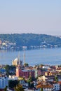 Istanbul. City View, Ortakoy Mosque, Bosphorus, and the Asian side at dawn Royalty Free Stock Photo