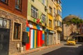 ISTANBUL, TURKEY: Colorful old buildings on a street in the Fatih district of Istanbul's old city
