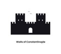 Istanbul Turkey concept. Silhouette of the walls of Constantinople. Vector illustration isolated on a white background