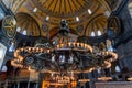 ISTANBUL, TURKEY - 10 DECEMBER 2020: chandelier in Hagia Sophia Mosque interior