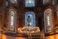 ISTANBUL, TURKEY - 10 DECEMBER 2020: chandelier in Hagia Sophia Mosque interior