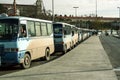 Row of Dolmus minivans waiting for passengers in harem bus station, Asian side of istanbul. Royalty Free Stock Photo