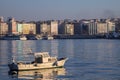 ISTANBUL, TURKEY - DECEMBER 27, 2015: FIshing boat on front of Kadikoy seafront, on the Asian side of the city Royalty Free Stock Photo