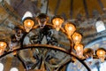 ISTANBUL, TURKEY - 10 DECEMBER 2020: chandelier in Hagia Sophia Mosque interior