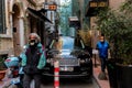 ISTANBUL, TURKEY - 9 DECEMBER 2020: luxury car parking istanbul narrow streets Royalty Free Stock Photo