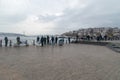 Uskudar with anglers fishing in the Bosphorus Strait