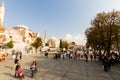 Editorial, Tourists in public square outside of Hagia Sophia