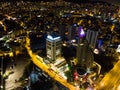 Istanbul, Turkey - February 23, 2018:Aerial Night View of Istanbul Kartal E5 D100 Highway.