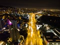 Istanbul, Turkey - February 23, 2018:Aerial Night View of Istanbul Kartal E5 D100 Highway.