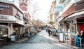 Istanbul, Turkey - February, 12, 2024: Heybeliada (Halki) Island historical houses, narrow streets. Ottoman Era