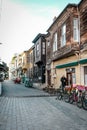 Istanbul, Turkey - February, 12, 2024: Heybeliada (Halki) Island historical houses, narrow streets. Ottoman Era