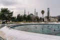 ISTANBUL, TURKEY - FEBRUARY 15, 2020: Istanbul winter a day. Blue Mosque, fountain Royalty Free Stock Photo