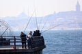 21-02-2023 Istanbul-Turkey: fishing in the harbor