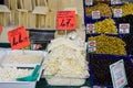 Istanbul, Turkey, 20.12.2019: Grand Bazaar varied produce fr sale: spices, condiments Royalty Free Stock Photo