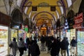 Istanbul, Turkey, 20.12.2019: Grand Bazaar varied produce fr sale: spices, condiments, teas Royalty Free Stock Photo