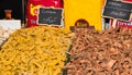 Istanbul, Turkey, 20.12.2019: Grand Bazaar varied produce fr sale: spices, condiments, teas Royalty Free Stock Photo