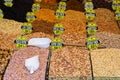 Istanbul, Turkey, 20.12.2019: Grand Bazaar varied produce fr sale: spices, condiments, teas
