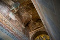 ISTANBUL, TURKEY: Hagia Sophia interior. Mosaic icon in Hagia Sophia. Virgin Mary and Saints. Byzantine Culture