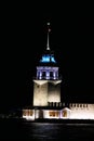 14-09-2025 Istanbul Turkey: Illuminated MaidenÃ¢â¬â¢s Tower at night on Bosphorus Strait Royalty Free Stock Photo