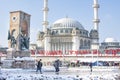 ISTANBUL, TURKEY - JANUARY 18, 2021: Taksim Mosque near The Republic Monument