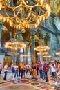 Guided group of sightseers in The Hagia Sophia