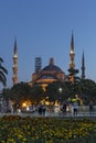 Night photo of Blue Mosque in city of Istanbul, Turkey Royalty Free Stock Photo