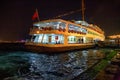 ISTANBUL, TURKEY - JULY 05, 2018: Night view of the old cruise vessel Emin Kul Royalty Free Stock Photo