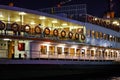 ISTANBUL, TURKEY - JULY 05, 2018: Night view of the old historic cruise vessel Ahmet Hulusi Yildirim built in 1974 on the Royalty Free Stock Photo