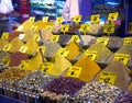 The colorful spices on the Spice Egyptian Bazaar. Istanbul. Turkey