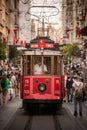 Tram going via Istanbul - ÃÂ°stiklal Caddesi, Taksim