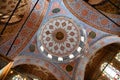ISTANBUL, TURKEY - JULY 06, 2018: View of the ceiling of the Blue Mosque (also known as the Sultan Ahmed Mosque).